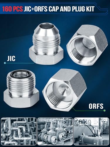 JIC y ORFS Master - Kit de tubo de manguera y tapón hidráulico industrial JIC y ORFS Master de 160 piezas, roscado de precisión en ORFS y tamaños de tablero de 37° 4 6 8 10 12 16