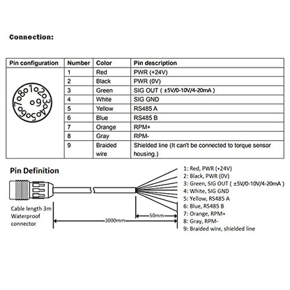 Sensor de par dinámico ATO con pantalla LCD, 100 Nm, señal de salida 4-20mA, sensor de par giratorio digital