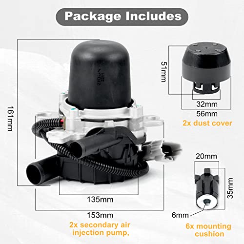 Bomba de inyección de aire secundaria 17610-0S010 compatible con Lexus LX570 2008-2013 Toyota Land Cruiser 2006-2012 Toyota Sequoia 2007-2013 Tundra Smog Pump Reemplazo # 1020023 AA (2 piezas) AA (2