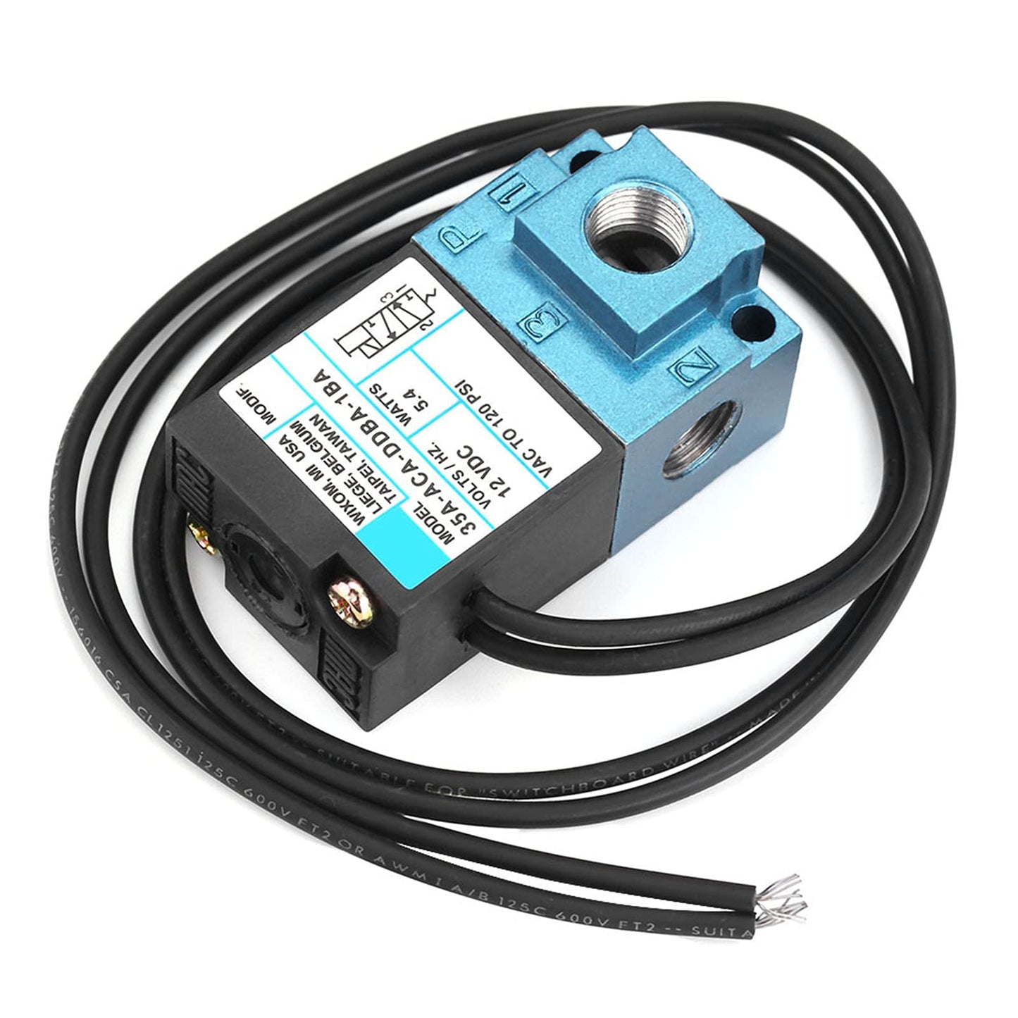 Válvula solenoide de 12 V CC 3 puertos Mac válvula electromagnética de control de impulso 35A-ACA-DDAA-1BA