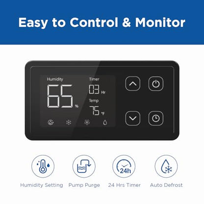 Deshumidificador comercial de 250 pintas con bomba para espacios grandes, deshumidificadores industriales de grado comercial de alta resistencia con manguera de drenaje para sótanos, almacén,