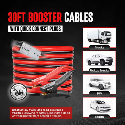 K KRIËGER Cables de Puente 100% Cobre Puro, 30 pies, 2 Calibre, 1000 amperios con Kit de instalación Permanente y enchufes de conexión rápida, Bolsa de Transporte incluida B0BTZ5HNLK