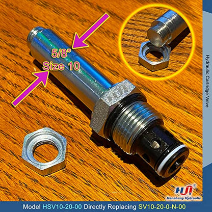 Válvula de cartucho de solenoide, válvula electromagnética hidráulica de dos posiciones normalmente cerrada Reemplazo comparable a Hydraforce SV10-20-0-N-00 (HSV10-20-00)