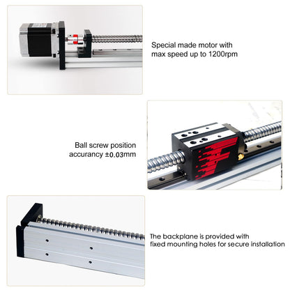 FUYU FSL40 Guía lineal Versión 2.0 Tornillo de bola de mesa Movimiento CNC Guía lineal Actuador de escenario Motorizado Nema 23 Motor paso a paso [Tamaño de trabajo de carrera de 39.370 in]