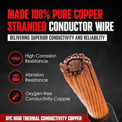 K KRIËGER Cables de Puente 100% Cobre Puro, 30 pies, 2 Calibre, 1000 amperios con Kit de instalación Permanente y enchufes de conexión rápida, Bolsa de Transporte incluida B0BTZ5HNLK