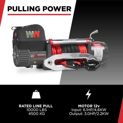 Warrior Winches Samurai 8,000 lbs 12v cabrestante eléctrico con cable de acero: perfecto para Jeep Wranglers, camiones, ATV y aventuras todoterreno. Controles inalámbricos