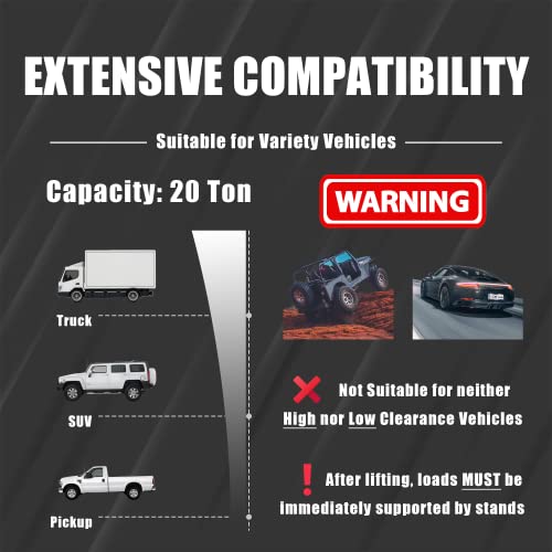 Torin ATA92006B - Gato de Botella hidráulica de Aire neumático de 20 toneladas (40 Libras) de Capacidad con Bomba Manual para Camiones, Color Negro