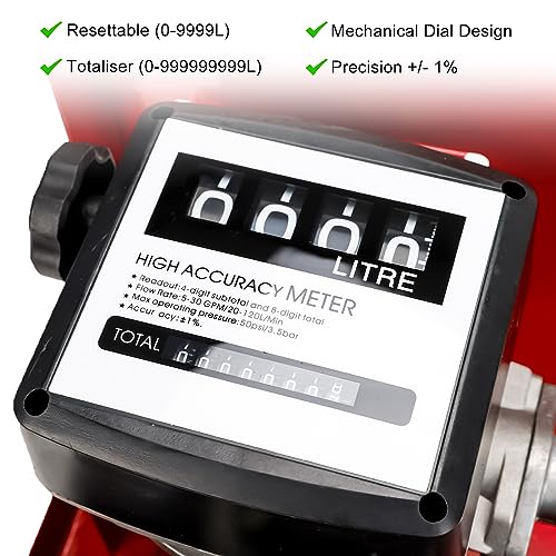 EASYBERG - Bomba de transferencia de combustible eléctrica de aceite diesel de 550 W ~ 110 V, kit de autocebado con medidor de visualización, manguera de 13 pies y kit de boquilla de combustible