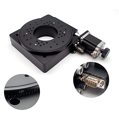 Plataforma giratoria precisa eléctrica, etapa de rotación de laboratorio Etapa de rotación motorizada 200MM Escala de rodamiento PX110-200 (relación de engranaje helicoidal 180: 1)