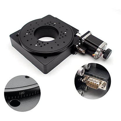 Plataforma giratoria precisa eléctrica, etapa de rotación de laboratorio Etapa de rotación motorizada 200MM Escala de rodamiento PX110-200 (relación de engranaje helicoidal 180: 1)