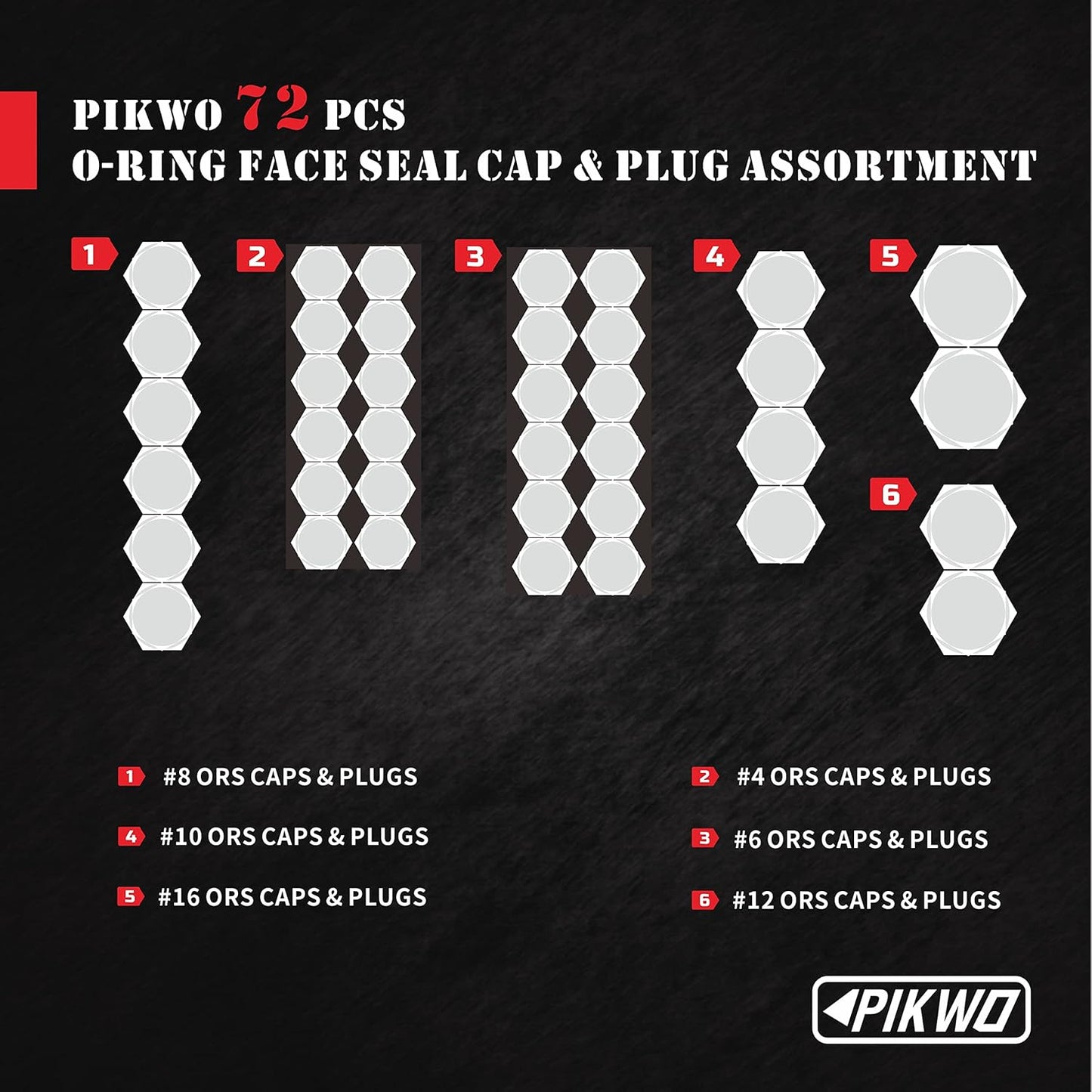 Juego de 72 piezas JIC de 37° de tapa y enchufe para manguera y tubo de manguera, juego de tapa hidráulica y enchufe de acero galvanizado 45# con rosca de precisión tamaños de tablero -04-06