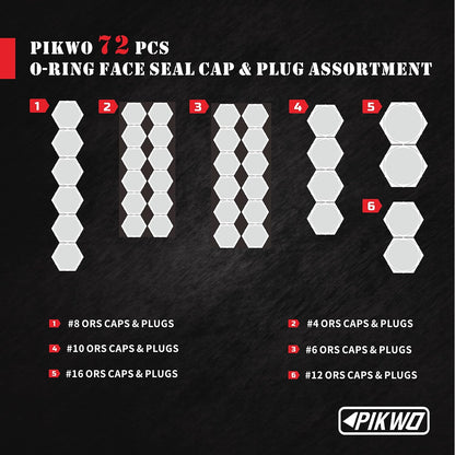 Juego de 72 piezas JIC de 37° de tapa y enchufe para manguera y tubo de manguera, juego de tapa hidráulica y enchufe de acero galvanizado 45# con rosca de precisión tamaños de tablero -04-06