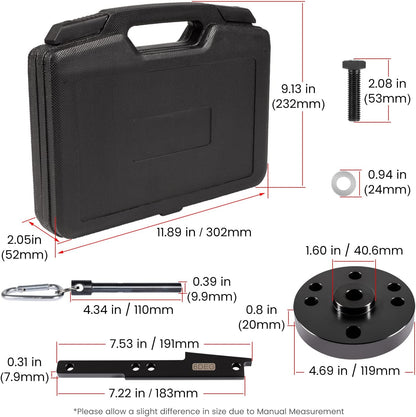 E-cowlboy 3163021 Kit de herramientas de sincronización de leva para todos los motores Cummins ISX QSX 2007-2017 con extractor de engranajes de leva, pasador de manivela y estuche de transporte,