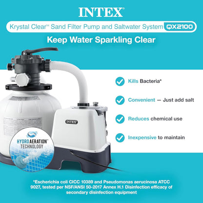 INTEX QS1200 Sistema de cloro de agua salada, para piscinas sobre el suelo, mantiene la claridad del agua, voltaje de 110 a 120, piscina de 15,000 galones