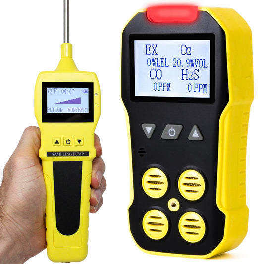 4 Monitor de Gas + Bomba de Forensics Detectors | Certificado de Calibración NIST de EE. UU. | Recarga USB | 4 Gas con Sonda para Espacios Confinados | MODELO: FD-4A-PUMP