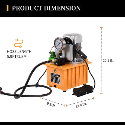 LCyindu - Bomba hidráulica eléctrica de 750 W, 2 velocidades, 110 V, 10000 PSI, 8.4 cuartos de galón, válvula solenoide hidráulica, bomba eléctrica hidráulica para perforación, doblado, tomas de