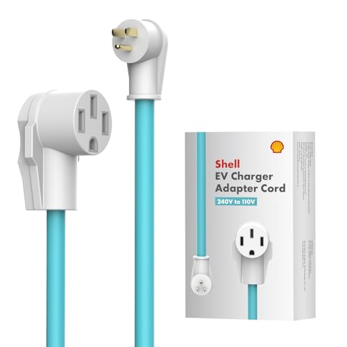 Shell Cargador EV nivel 2 y 1, 40A 110-240V certificado ETL, estación de carga portátil para el hogar y al aire libre, corriente ajustable con adaptador de cable de 24 pies y adaptador Nema 5-15P a