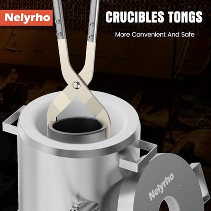 Nelyrho Kit de Horno de Fusión de Propano #NY-015 15KG para Fundición de Metal – Horno de Fundición de Alta Temperatura de 135,000 BTU con Crisol y Pinzas, Calentamiento Rápido para Oro, Plata, Cobre