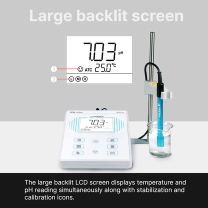 Apera Instruments PH700 – Medidor de PH, de mesa, precisión de 0.01 pH, calibración automática de 1-3 puntos, 3 en 1 PH/Temp. Electrodo.