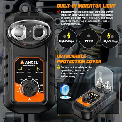 ANCEL SP21 - Probador de bujías ANCEL SP21 Probador de encendido de motor automotriz de 0 a 6000 rpm, herramienta de probador de chispas para vehículos de 12 V, enchufe de bujía de doble orificio