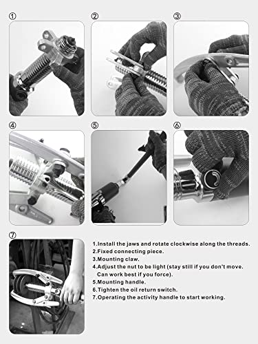 AMZCNC Extractor hidráulico de engranajes de 15 toneladas máx. Extractor hidráulico de capacidad de 2 o 3 mordazas, separador de cubeta de rodamiento, herramienta separadora hidráulica para tirar de cubos, (15T 12 pulgadas de mandíbula)