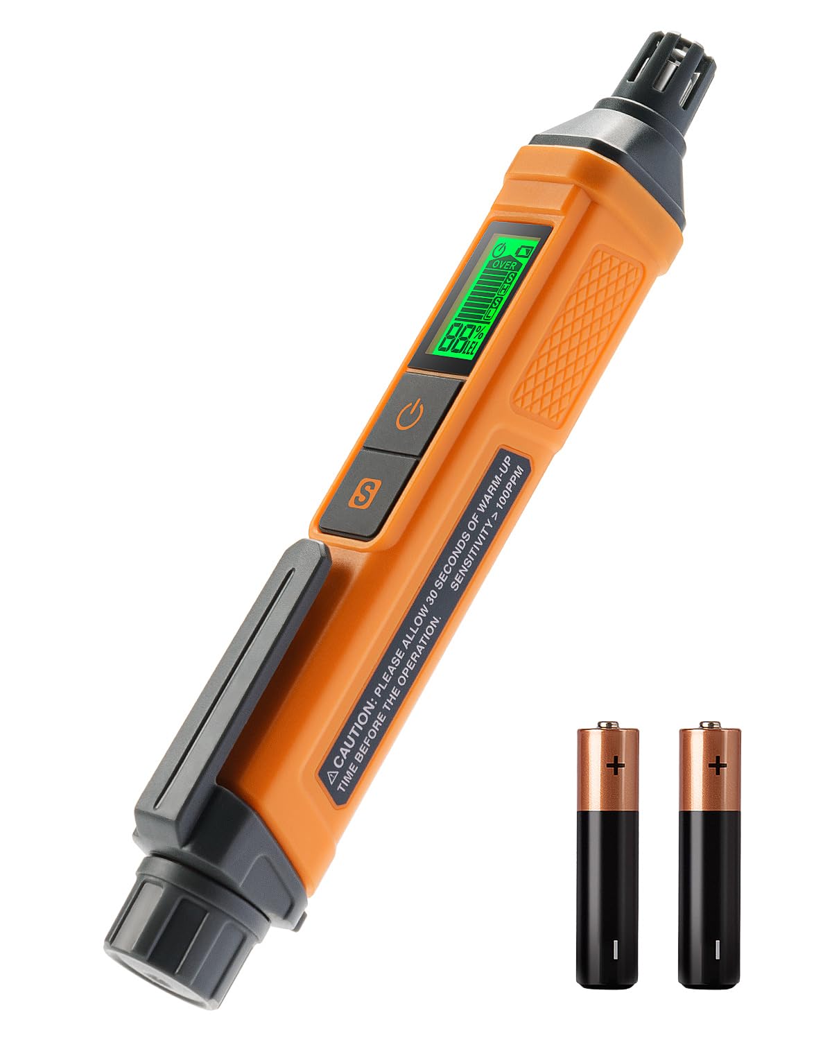 PT205 Detector de fugas de gas con alarma audible y visual, detector de fugas de propano con valor % LEL de metano, butano y gas combustible, para el hogar, RV (incluye batería x 2), naranja