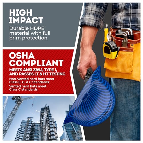 Acerpal Casco duro OSHA con diseño de fibra de carbono ventilada de ala completa con suspensión de 6 puntos (opciones 1)