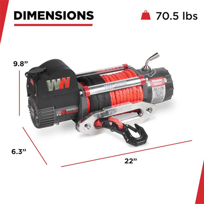 Warrior Winches Samurai 8,000 lbs 12v cabrestante eléctrico con cable de acero: perfecto para Jeep Wranglers, camiones, ATV y aventuras todoterreno. Controles inalámbricos