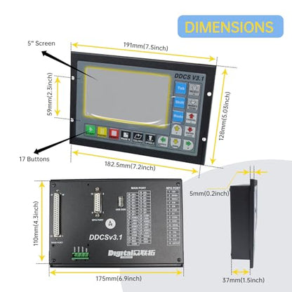 CNCTOPBAOS Sistema Controlador de Movimiento CNC Independiente Fuera de Línea de 4 Ejes DDCSV3.1, Control de Motor Servo/Paso a Paso Reemplaza Mach3 PLC+100PPR Volante Manual MPG con Parada de