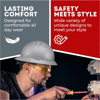 Acerpal Casco duro OSHA con diseño de fibra de carbono ventilada de ala completa con suspensión de 6 puntos (opciones 1)