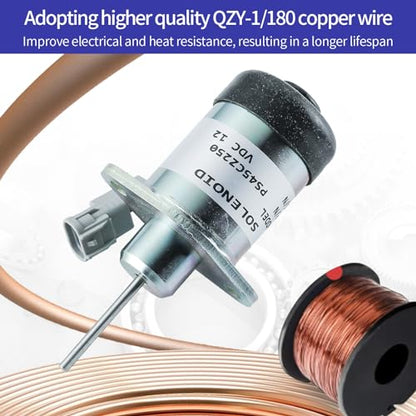 PS45CZ250 Solenoide de apagado de combustible 1G528-60010 1G939-60010 25-38773-00 PS45CZ290 para motor Kubota V2203 V2607 V3300 V3307 V388 0 V3 V3 800DI D1503 Solenoide de parada 12VDC