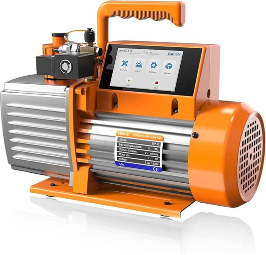 Elitech Bomba de vacío de 12 CFM Control inteligente de aplicación de bomba de vacío HVAC de 2 etapas, SVP-12 - US-SVP-12CFM-V2