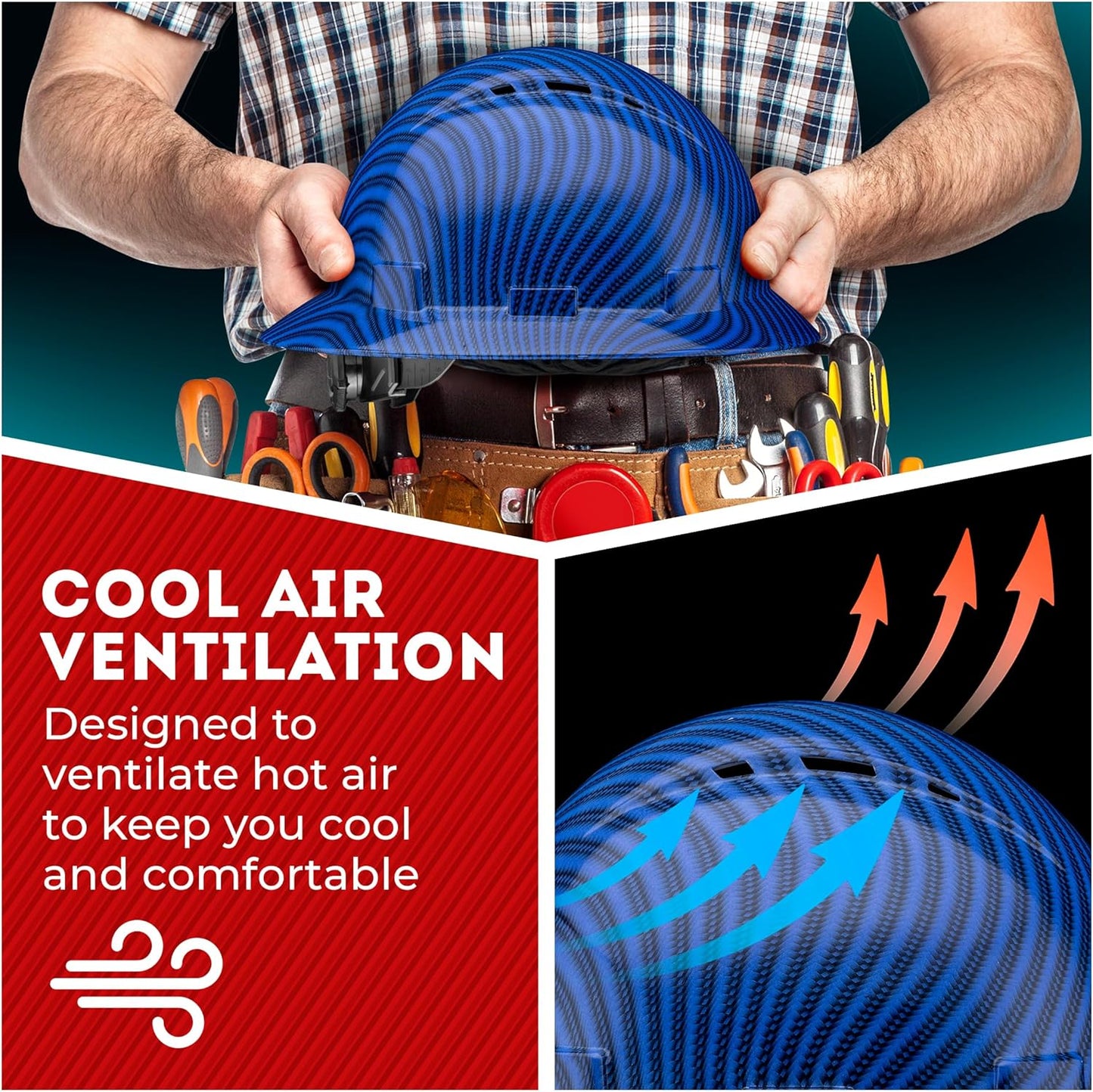 Acerpal Casco duro OSHA con diseño de fibra de carbono ventilada de ala completa con suspensión de 6 puntos (opciones 1)