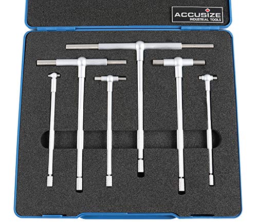 Accusize Industrial Tools Premium 5/16'' - 6", 6ps/Set Juego de medidores telescópicos, acabado en cromo satinado, 3602-5018