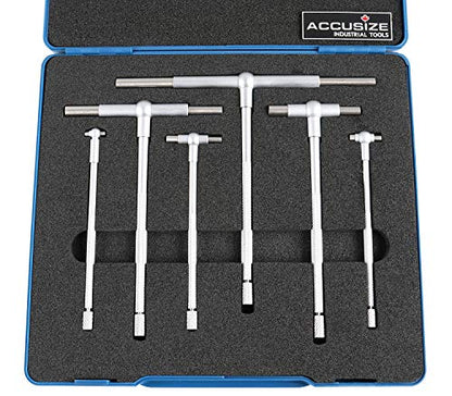 Accusize Industrial Tools Premium 5/16'' - 6", 6ps/Set Juego de medidores telescópicos, acabado en cromo satinado, 3602-5018