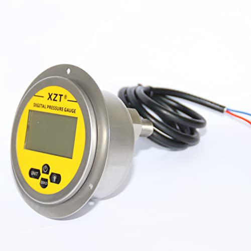 XZT Medidor de presión hidráulico digital de 8 cm, sensor de presión, 0 ~ 10000 PSI 1/4 NPT-entrada trasera, alimentación 110 V CA