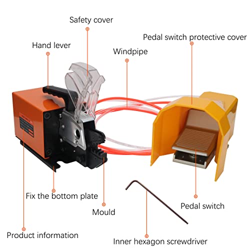 Herramienta de prensado neumática multifunción, crimpadora neumática AM-10, crimpadora de alambre accionada por aire, adecuada para muchos tipos de terminales con 14 juegos de troqueles