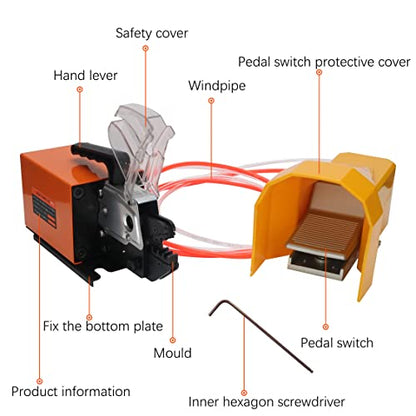 Herramienta de prensado neumática multifunción, crimpadora neumática AM-10, crimpadora de alambre accionada por aire, adecuada para muchos tipos de terminales con 14 juegos de troqueles