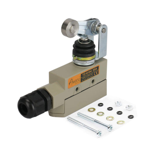 Awoco Micro interruptor de puerta comercial resistente con émbolo de rodillo para cortinas de aire, 250 V 20 A IP 65 Interruptor de límite tipo NO y tipo NC (TZ-6104-20A)