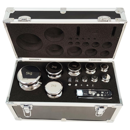 Juego de pesas de calibración PreAsion, grado F1, 1mg-5kg, kit de 28 piezas, pesas de acero inoxidable con caja de aleación de aluminio para educación en laboratorio - J251080FBA