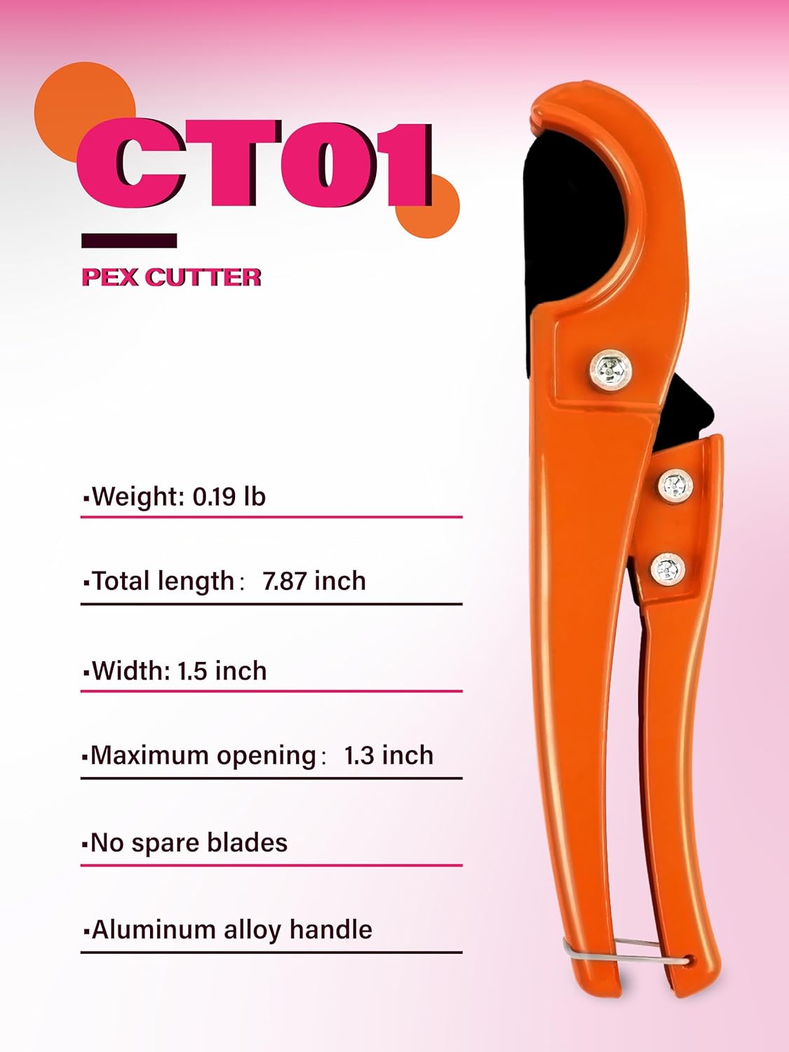 AMZCNC PEX - Kit de herramientas de expansión manual para tubos ASTM F1960 Kit de herramientas de expansión PEX estándar con cabezales de expansión de 1/2", 3/4" y 1" para tuberías PEX-a - Incluye