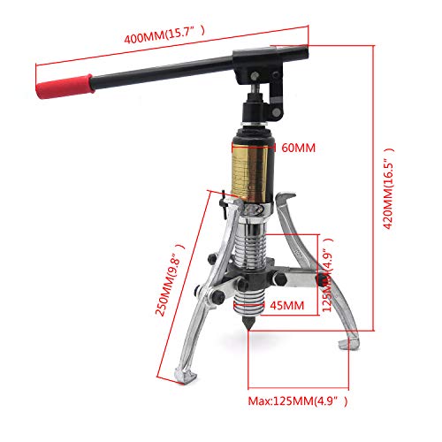 HTTMT - Vehículo Extractor de engranajes hidráulicos de mandíbula de 10 toneladas 3 en 1 360 grados Flexibilidad Bombas Máquina de dibujo de tubos de aceite con estuche [P/N: ET-CAR-FIX006-10T-RED]