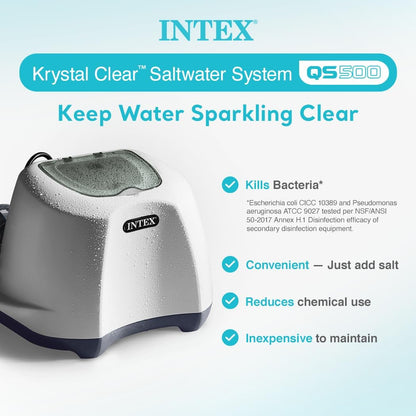 INTEX QS1200 Sistema de cloro de agua salada, para piscinas sobre el suelo, mantiene la claridad del agua, voltaje de 110 a 120, piscina de 15,000 galones
