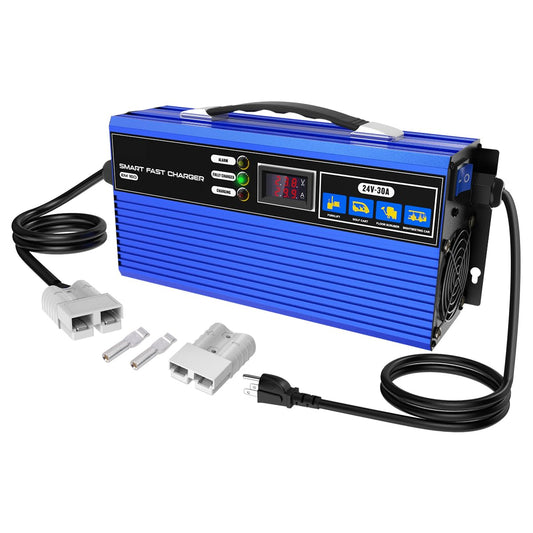 Cargador de batería para carretilla elevadora de 24 V 30 A, cargador de batería inteligente para carrito de golf, cargador eléctrico completamente automático, cargador de palé eléctrico y carretilla