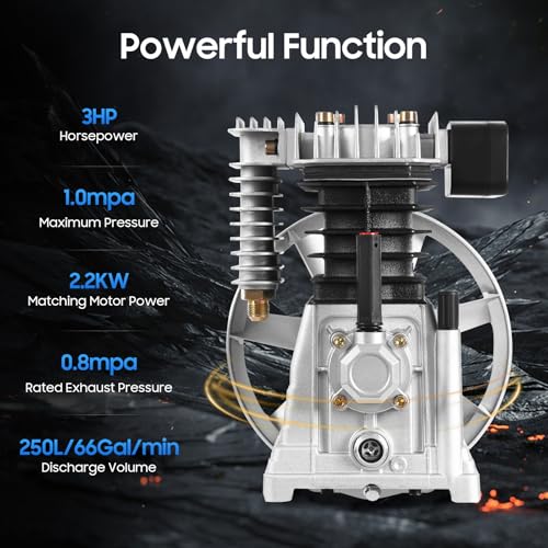 Bomba de compresor de aire 3HP 250L/min Bomba de cabeza de compresor de aire Cilindro de bomba de aceite de hierro fundido Bomba de lubricación estilo pistón