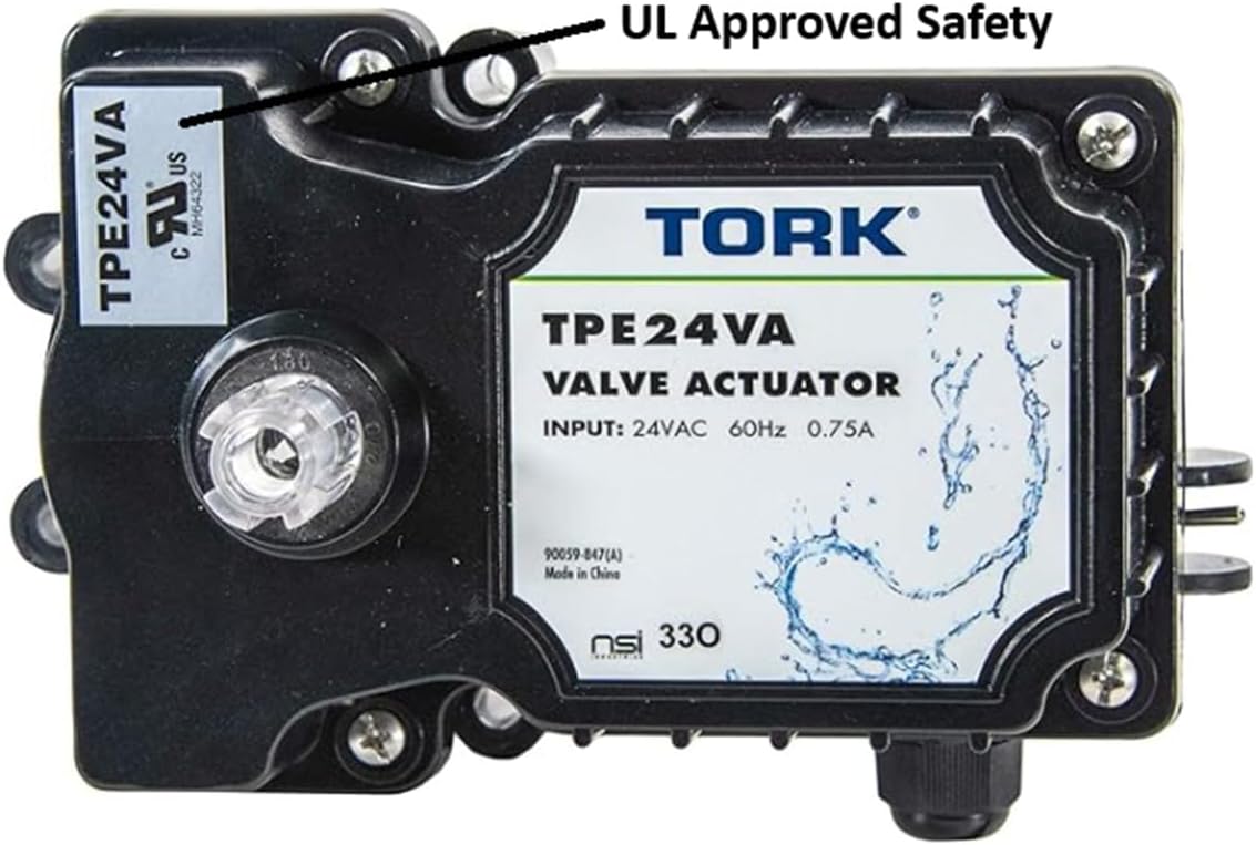 TORK TPE24VA - Actuador de válvula auténtico de 24 voltios, compatible con todos los sistemas de control de 24 VCA, para piscinas, spa, equipos solares, aprobado por UL para seguridad