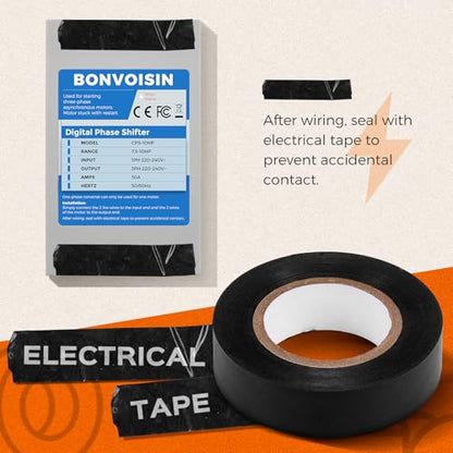 Bonvoisin Convertidor monofásico a trifásico 20HP (15kW) Desplazador de fase digital, 70A 220V-240V entrada/salida, un convertidor solo para un motor.
