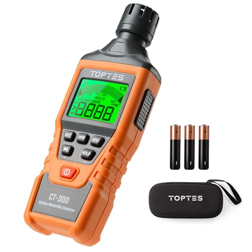 CT-300 Detector de monóxido de carbono portátil, detector de CO con alarma audible y visual, 0-5000PPM, alarma de CO, pantalla LCD retroiluminada, para el hogar, automóvil, campamento y viajes