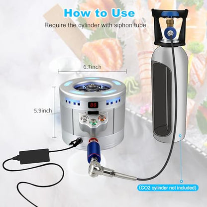 Máquina portátil para hacer hielo seco: Máquina de hielo seco de grado alimenticio con fabricación rápida de hielo seco de CO2 y enfriamiento instantáneo de vidrio, máquina de hielo seco para bares,