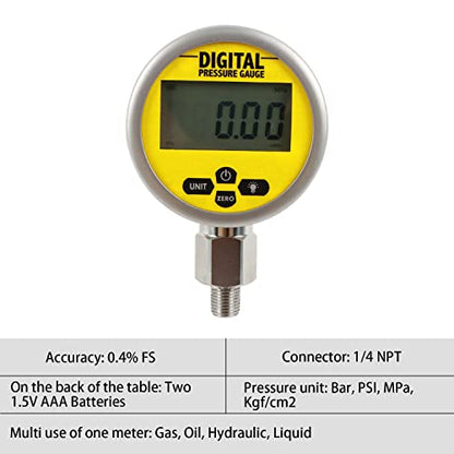 Kit de acoplamiento de prueba de presión hidráulica digital 70P con 2 piezas 70MPa/1 unid 16 MPa calibradores 22 acoplamientos de prueba 3 mangueras de prueba para Caterpillar John Deere
